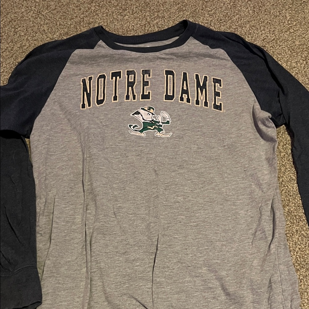 Colosseum Gray and Navy Notre Dame Long Sleeve Tee